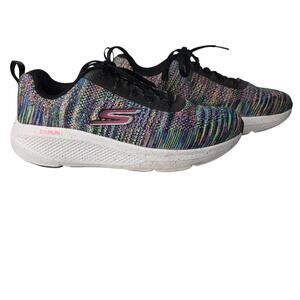 Skechers Womens Go Run Elevate Electric Flow Black Knit Running Shoes SZ 7.5